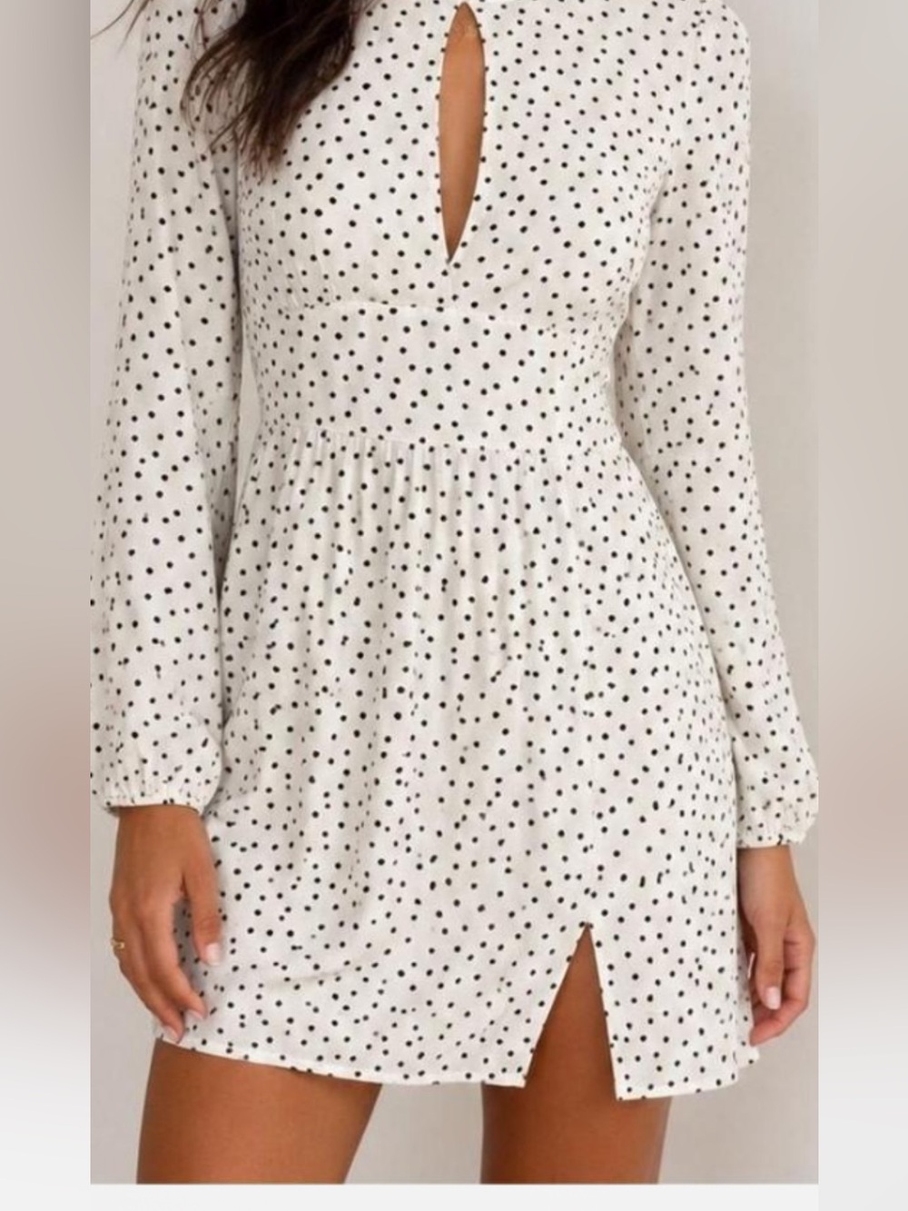 Abercrombie & Fitch White Polka Dot Long Sleeve Mini Dress